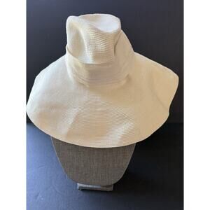 Filippo Catarzi Floppy Sun Hat Wide Brim Beige Scarf Travel Packable Italy Beach